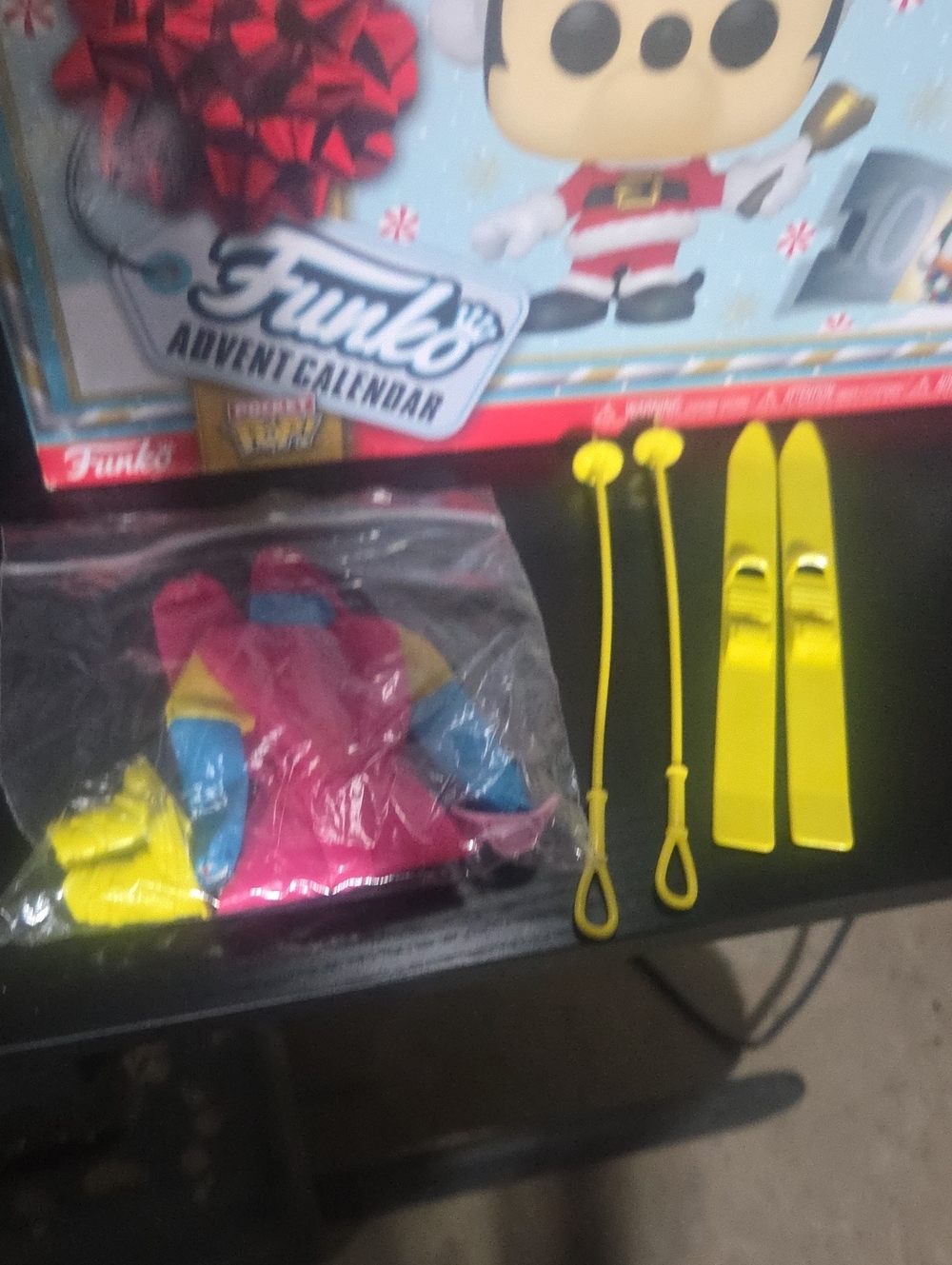 Mattel Bright Yellow Skis and Poles Accessory Set with Colorful Outfit